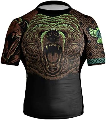 Raven Fightwear Men's Berserker Bear Norse Bjj Rash hard Christe MMA Black