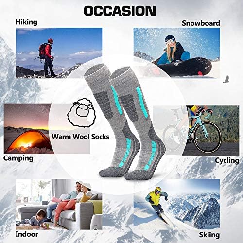 Ски чорапи мерино волна топлина топлина сноуборд чорапи за зимски мажи на отворено жени деца