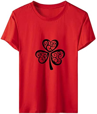 Women'sенски Свети Патрик, Шамрок Детелина, Цветна печатена маица, маица со кратки ракави, кошула на вратот на екипажот