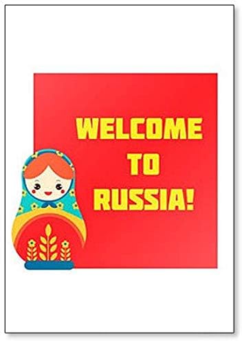 Симпатична матриошка. Традиционална руска гнездење кукла Матрешка со добредојде во магнет со фрижидер во Русија