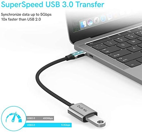 Адаптерот TEK Styz USB-C USB 3.0 работи за LG LMQ730TM OTG Type-C/PD машки USB 3.0 женски конвертор.