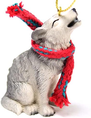 Концепти за разговор сив волк мал минијатура Еден Божиќен украс - прекрасен!