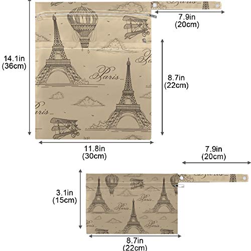 висесани Гроздобер Ајфеловата Кула Париз Балон Со Топол Воздух 2 парчиња Влажна Торба Со Џебови Што Се Перат За Повеќекратна Употреба За Патување,Плажа,Базен,Дневен