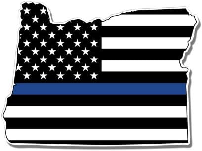 GT графика Орегон Поддршка полиција Тенка сина линија знаме - водоотпорна декларација на налепница Винил