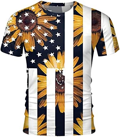 Американски знаме за печатење кошула за машка Денот на независност Патриотски кошули за мажи патриотски маички маички летни плажа врвови