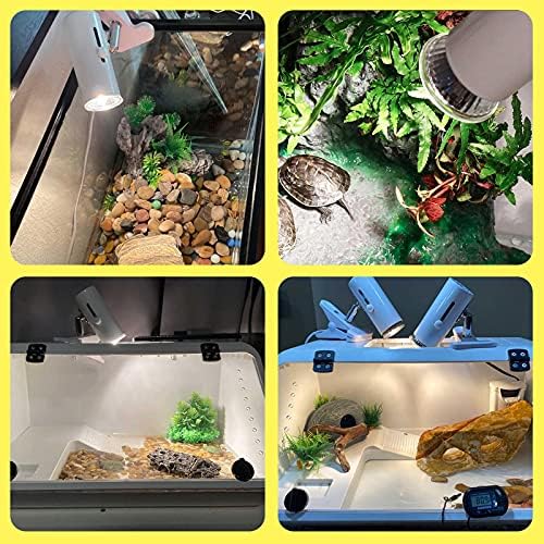 Fiveage Reptile Ture Lamp Fireture urtle Aquarium Lamp Tortoise светло за греење на ламби за греење со 3 UVA UVB желка светло