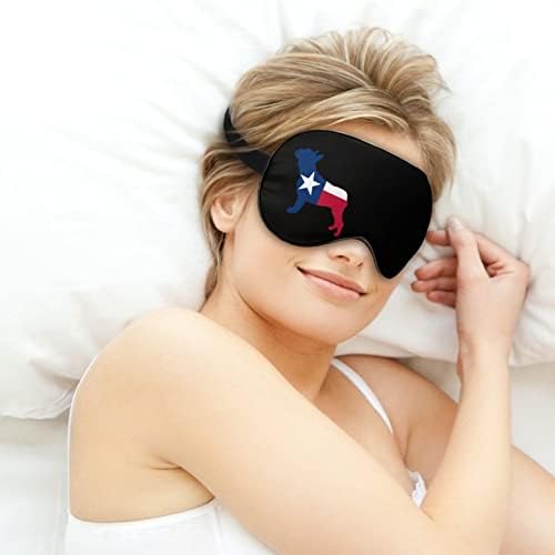 Француски булдог Тексас знаме за спиење слепи маска симпатична сенка за очи Смешно ноќно покритие со прилагодлива лента за жени мажи