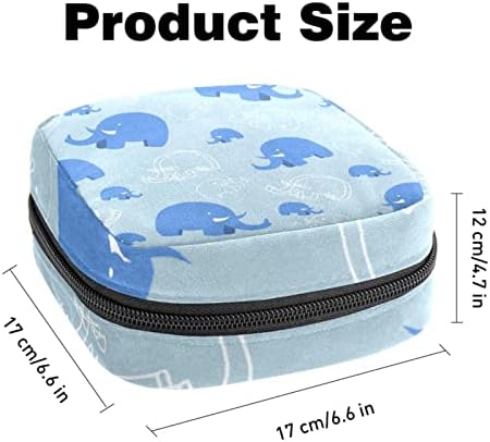 Сина слон санитарна торба за складирање на салфетка, торба за менструален период за тинејџери, носител на подлога за медицински
