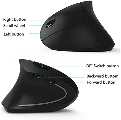 Леквеј лево рачен глушец, дополнување на левата рака вертикален безжичен глушец 2,4G USB лево ергономски глувци: специјално дизајнирани