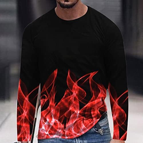 Маичка маица со долг ракав хип хоп 3Д графички пламен печатење маички лабави вклопни екипаж вратот казуа врвови пролет есен удобно пуловер
