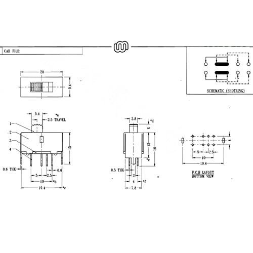 СВЕТСКИ СВЕТСКИ СВЕТИ 100PCS MICRO MINI TOGGLE SWITCH 8 PINS 3 Позиција 2P3T прекинувач за префрлување Двоен вертикален прекинувач за лизгање на