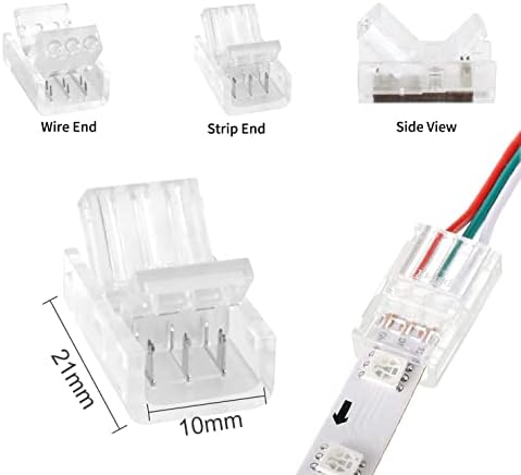 3PIN LED конектори без лемење Транспарентни конектори за осветлување