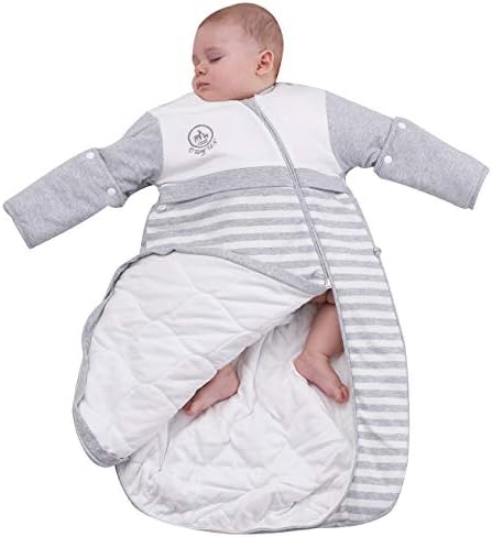 Циуро бебешки торбички за спиење на ракави што може да се одвојат за деца што се носат дебели мали деца, густо ладно време ， сиво 60-68