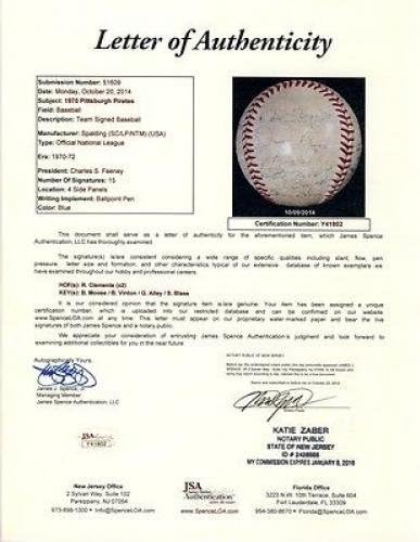 Роберто Клементе Двапати Автограмираше Официјален Претставник На Пиратите Од 1970 Година Нл Бејзбол-ЈСА-Бејзбол Со Автограм