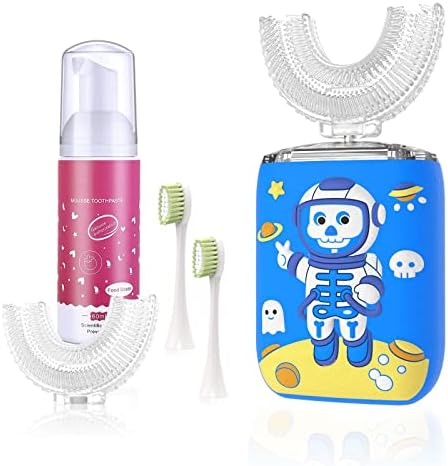 Waideecia Kids U во облик на електрична четка за заби, автоматски четки за заби на ултразвучно дете со водоотпорен IPX7, паста