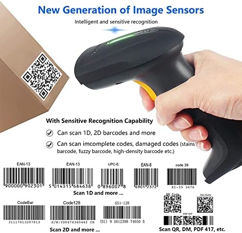 Скенер за баркодови Chiteng, 1D 2D QR код скенер, Plug & Play, USB баркод скенер со Buzzer & LED за продавница, магацин, супермаркет,