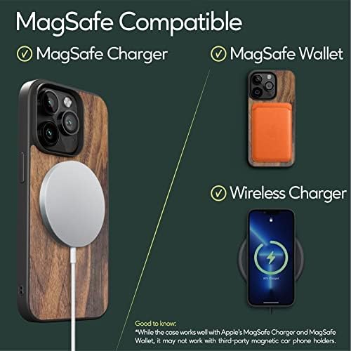 iATO iPhone 13 Pro Макс Магнетни Дрво Случај. Уникатен &засилувач; Елегантен Заштитен Капак Отпорен На Удари. Магсафе &засилувач; Безжично