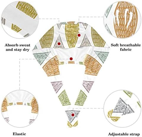 yoyoamoy прилагодливо работно капаче со копчиња гроздобер портокалова цик -цак ленти буфантска капа еластична завој вратоврска
