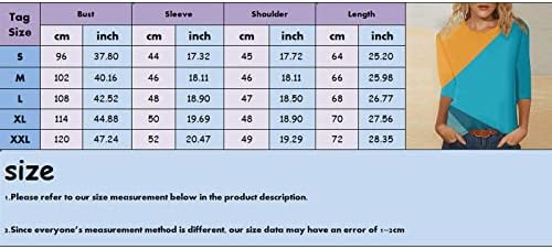 Каним модни врвови за жени женски три четвртина ракав маица геометриски блокирање на бои за печатење женски графички графички