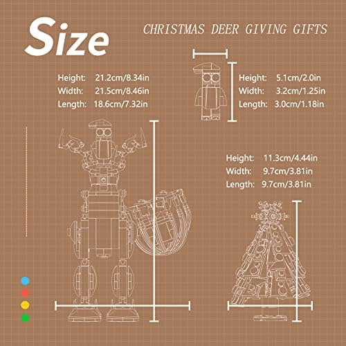 Божиќна Дедо Мраз дистрибуира подароци со сет за градежни модели на новогодишни модели, Божиќен декор и подароци за деца два во еден