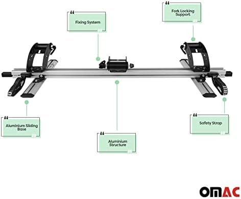 ОМАК Багажникот Кревет Велосипед Решетката За Шевролет Колорадо, 3 Велосипед Превозникот, 112 Фунти Оптоварување, Алуминиум И Челик, Сребро, Систем За Брзо Ослободув