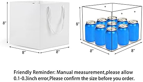 HUAPRINT Бела Хартија Кеси со рачки, Подарок Кеси Рефус 24 Пакет, 8x8x8inch Квадратни Големина, Хартија Шопинг Кеси, Крафт, Партија,