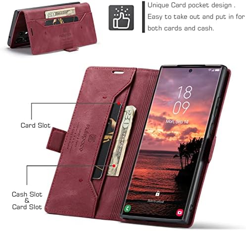 Hxy Паричник Случај За Samsung Galaxy S23 Ultra 5G, Магнетна Заштита Pu Кожа Флип Случај Со Картичка Носителите RFID Блокирање