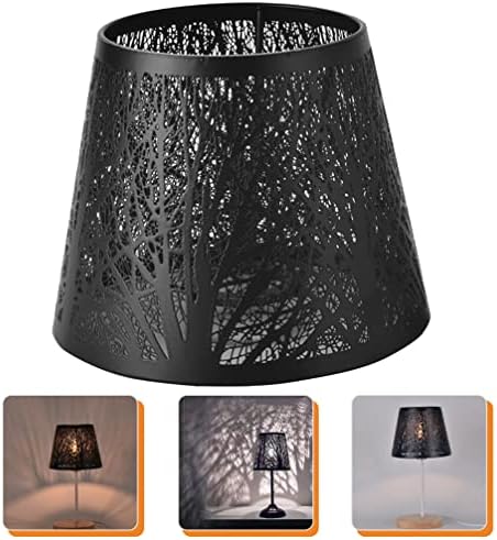 Totority Rattan Larm Shade Metal Lamp Shade, шупливо дрво Сенка Светло покритие Модерна ламба за замена на лустер лустер сенка Табела