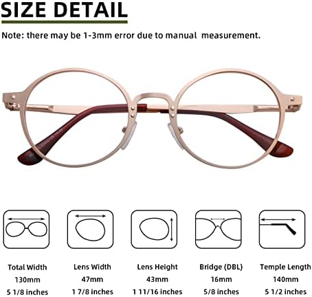 Rucbblu тркалезни метални очила за читање на жени и мажи - јасни леќи