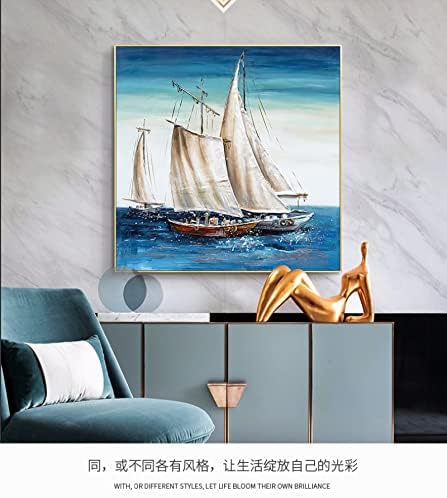 Yuanyiran Големо масло за сликање со рачно насликан едриличар - квадратна уметност модерна возење на ветрот и бранови мека декорација