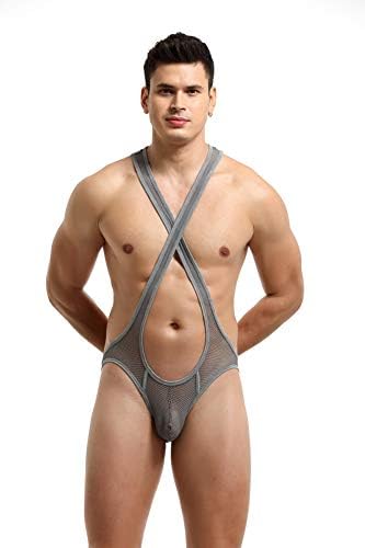 Комлифен машка мрежа Jockstrap леотарска долна облека скокови во борење сингл каросерија за долна облека