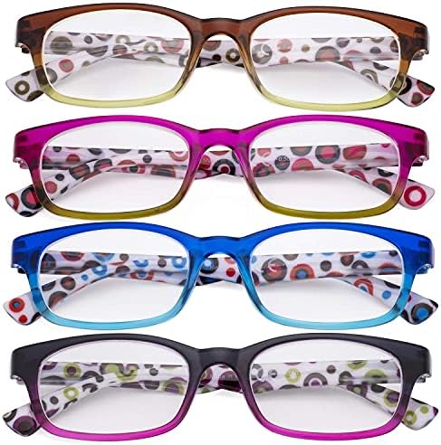 Очила 4 Спакувајте Очила За Читање Со Точки Храмови Со Шема Модни Очила За Читање За Жени Што Читаат