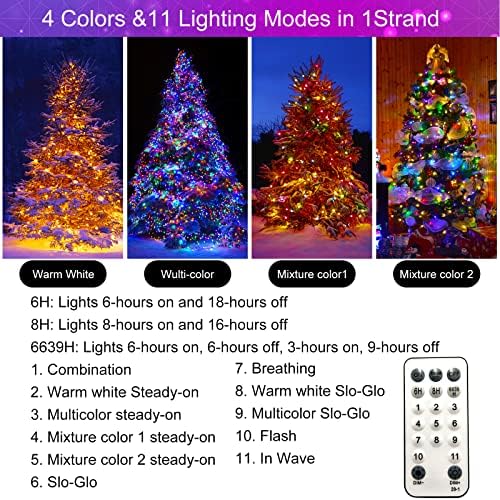 Тингхуи Божиќни Светла На Отворено, Светла За Новогодишна Елка, 108FT 300 LED СО 11 Режими, Жица За Божиќни Светла Што Ја Менуваат