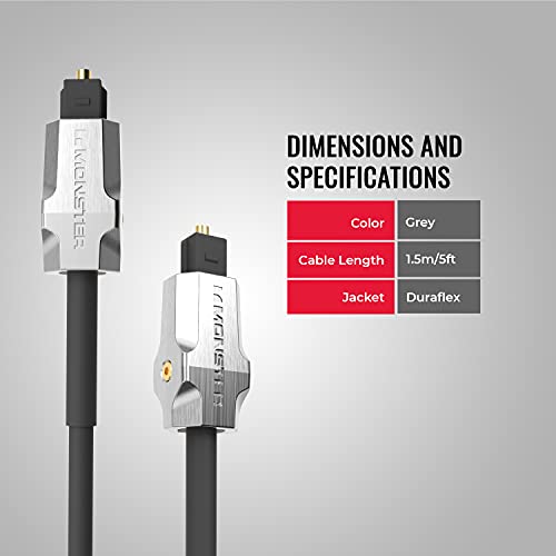 Monster M -Series 1000 Fiber Optical Digital Audio Cable Toslink Кабел за звучна лента, ТВ - 1,5 метри