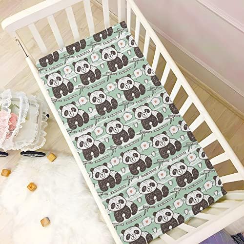 Umiriko Panda Bamboo Animal Pack n Play Baby Play Playard Sheets, Mini Crib Sheet for Boys Girls Player Cover Matteress Cover