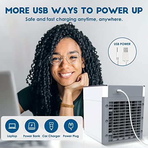3-во-1 преносен климатик, испарувачки ладилник за воздух, 4-брзински мини климатизери со USB за соба/канцеларија/кампување