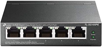 TP-Link 5 Port Gigabit POE Switch | 4 POE+ @65W Easy Smart Plug & Play Limited Lifetime Заштита за заштита на пристаништата QoS, VLAN, IGMP и агрегација на врски, W/