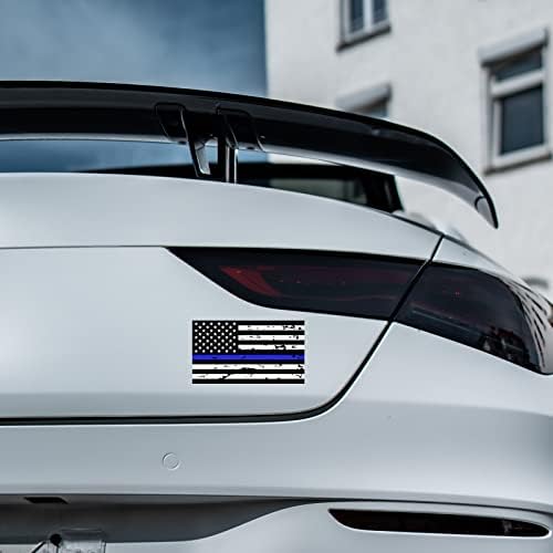 јонвејт 3 ПАРЧИЊА Рефлектирачки Нови Искинати Тенка Сина Линија Налепници За Налепници На Американското Знаме | Компатибилни Со Автомобили