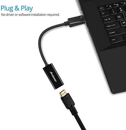 Anbear DisplayPort До HDMI Адаптер, Порта За Прикажување На HDMI Кабел За Displayport Овозможени Десктоп Компјутери И Лаптопи Поврзете СЕ