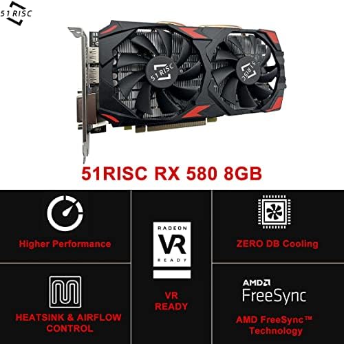 51RISC RADEON RX 580 8GB графичка картичка, GDDR5 256BIT 2048SP VR Ready DisplayPort HDMI DVI-D Видео картичка за игри