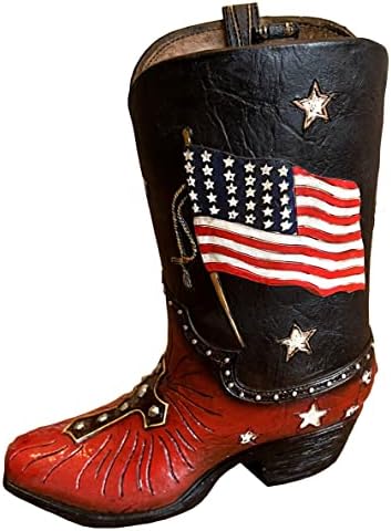 Виножито големо патриотско каубојски чизми за чизми за пилги - Американско знаме на САД, Либерти Бел и ќелав орел - црвен, бел и сина држач за монети, сина, бела, црвен