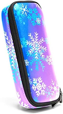 Дизајн на снег снег кожен молив со молив, торба со пенкало со двојна торбичка за складирање торбички за торби за училишна работа за момчиња девојчиња девојчиња