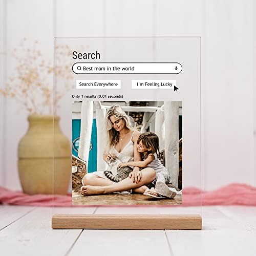 Souleather Custom подарок за мама, персонализирана акрилна фото -плакета со Google Search Box, обичај со акрилна плакета, најдобра