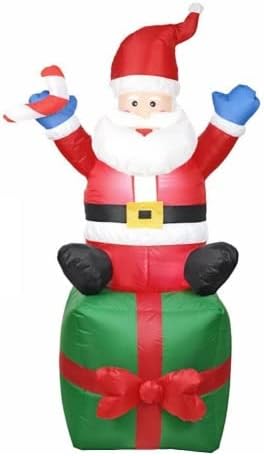 Божиќни украси на надувување на есл, отворено надувување на Дедо Мраз, кукла ноќ, ноќна светлина, Божиќна декорација на отворено нова година Божиќна