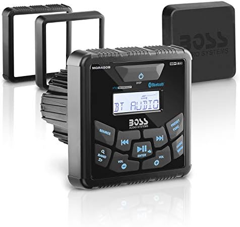Boss Audio Systems MGR450B приемник за морски мерачи - Bluetooth, Digital Media MP3 плеер, без ЦД плеер, USB порта, AM/FM радио, Tuner на NOAA Weather Band, водоотпорен