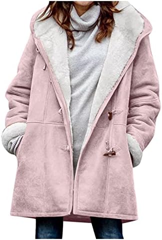 Зимски зимски палта, женски лаптол руно наредени тексас јакна зимско копче надолу за топло палто за надворешна облека