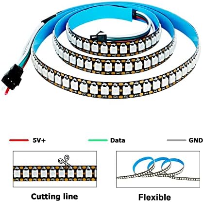 KXZM 5V WS2812B индивидуално адресирана RGB LED лента светлина 3.3ft 144pixels USB напојување со далечински управувач 5050 SMD Dream Color No-Waterproof IP33 Black PCB LED ленти за DIY проекти за DIY проекти