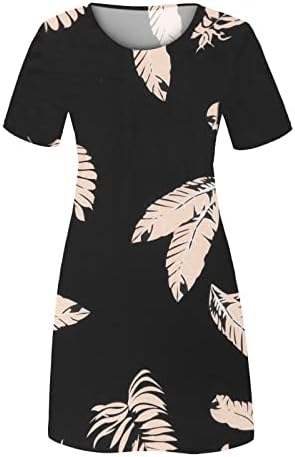 Женски обичен фустан со маица, цветни печати летни фустани за туника