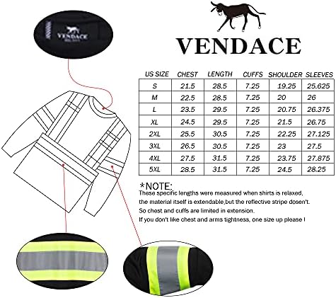 Безбедносна маичка за безбедност на Vendace рефлектирана висока видливост 3 пакувања Здраво на долги ракави за градежни работи