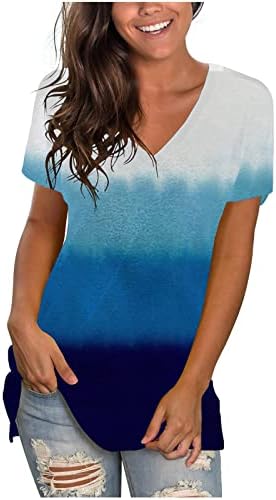 2023 година со кратки ракави памук длабок v врат графички обичен блуза маица за девојчиња кошула лето есен жени YG YG